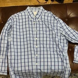 Brooks Brothers White and Blue Plaid Shirt